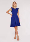Frill Crepe Dress, Blue, large