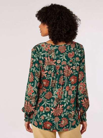 Ornate Floral Print High-Low Top