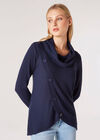 Waffle Knit Button Wrap Top, Navy, large