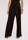 Zebra Plisse Palazzo Trouser, Brown, large