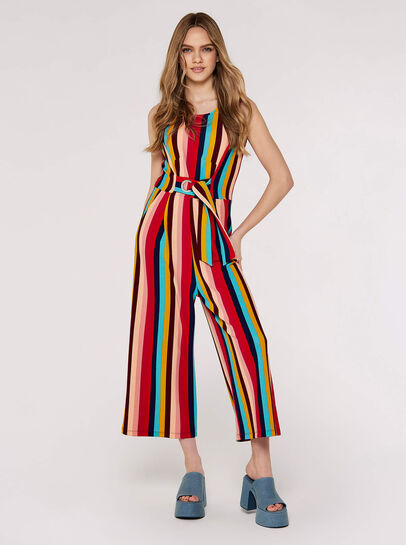 Multi-stripe Tie Waist Jumpsuit