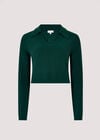 Cropped Ribbed Jersey Knit Jumper, Green, large