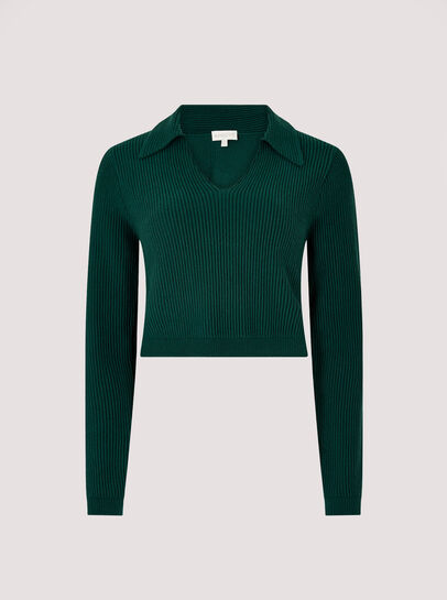 Cropped Ribbed Jersey Knit Jumper