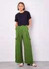 Wide Leg Fluid Cargo Trousers, Green, large