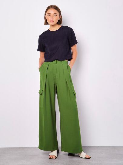 Wide Leg Fluid Cargo Trousers