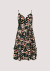 Tropical Floral Tiered Wrap Mini Dress, Black, large