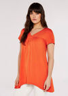 Buttoned High Low Tunic, Orange, large