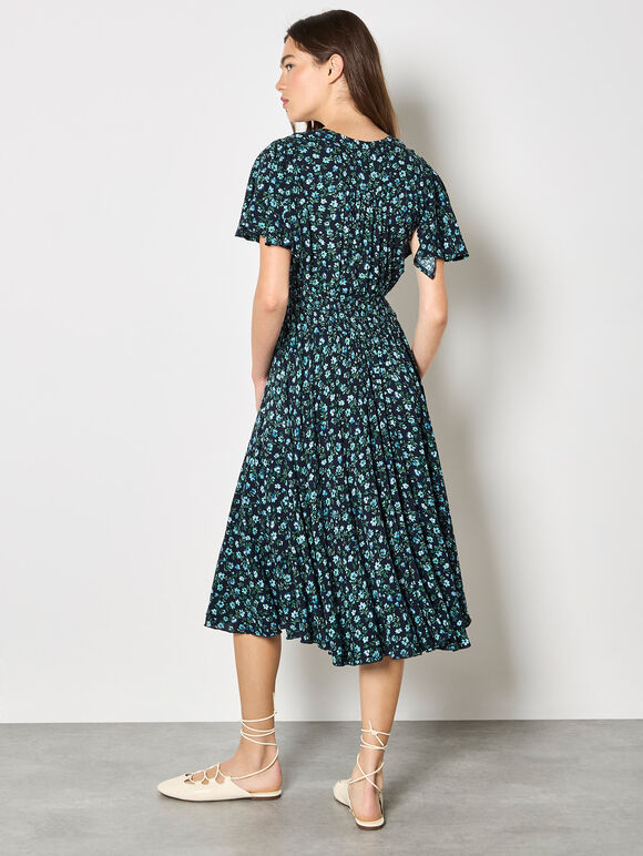 Ditsy Floral Midi Dress, Navy, large