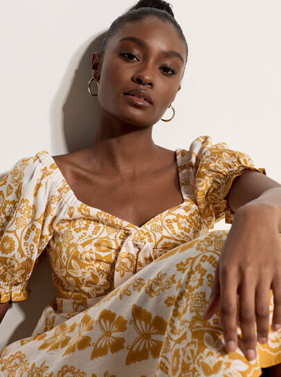 Butterfly Border Print Midi Dress