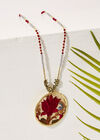 Embroidered Circle Necklace, Red, large