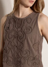 Embroidered Cotton Shell Top, Stone, large