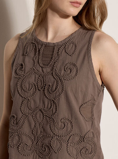 Embroidered Cotton Shell Top