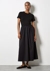 Ribbed Top Midi Dress, Black, large