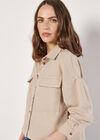 Dogtooth Cropped Shirt, Stone, large