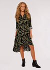 Swirl Print High-Low Mini Dress, Khaki, large