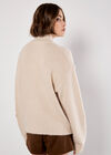 Embroidered Flower Chunky Knit Jumper, Stone, large