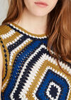 Navy  Psychedelic Diamond Crochet Top, Navy, large