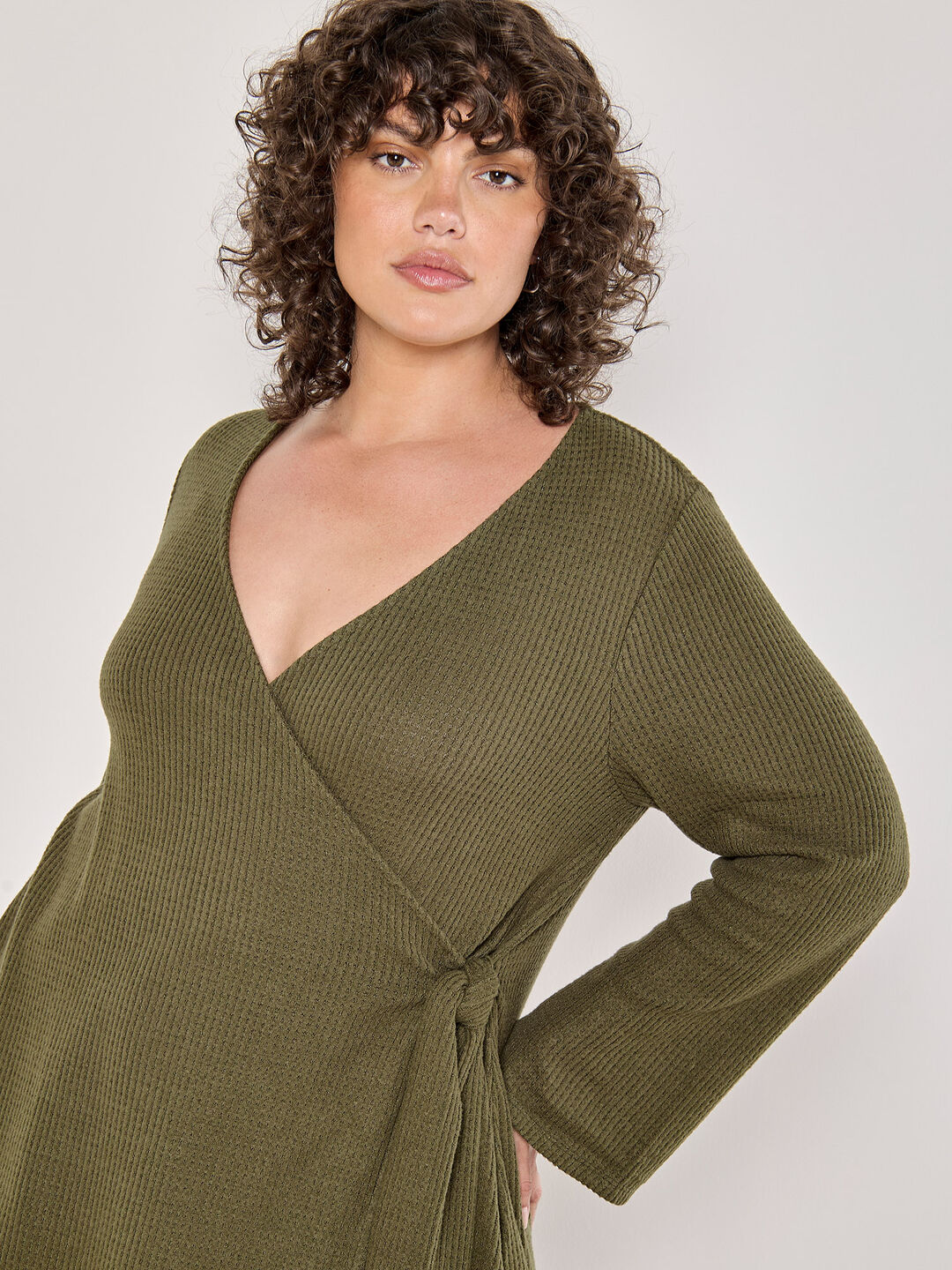 Image of Curve Waffle Knit Wrap Top