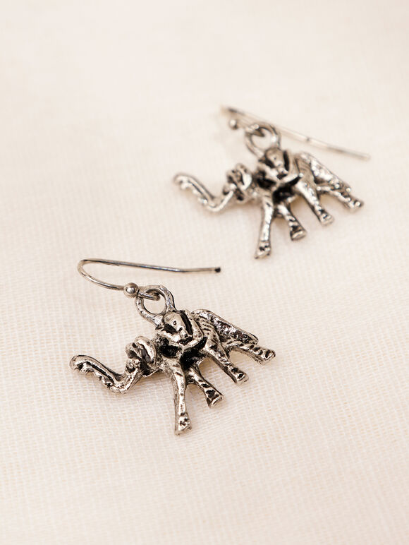Silver Tone Elephant Hook Earrings, Assorted, large