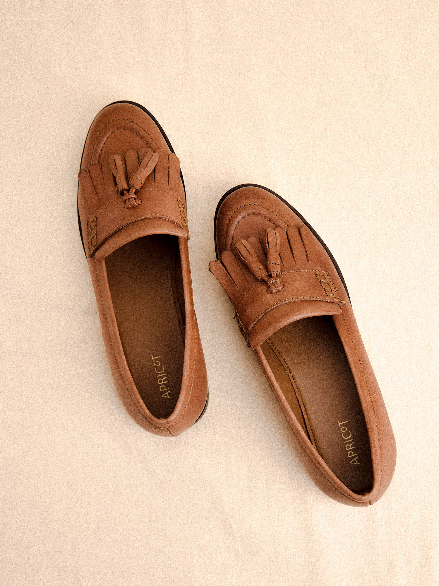 Leather Loafers Apricot Clothing