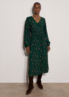Vintage Floral Smocked Midi Dress, Pine Green, large
