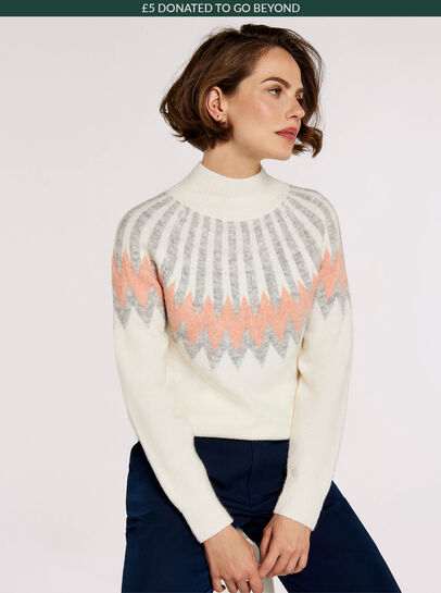 Chevron Mock Neck Jumper