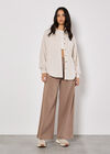 Oversized Waffle Knit Shirt, Stone, large