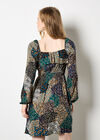 Patchwork Print Boho Mini Dress, Khaki, large
