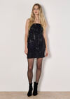 Sequin Fringe Bandeau Mini Dress, Black, large