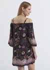 Batik Floral Cold Shoulder Swing Tunic Dress, Navy, large