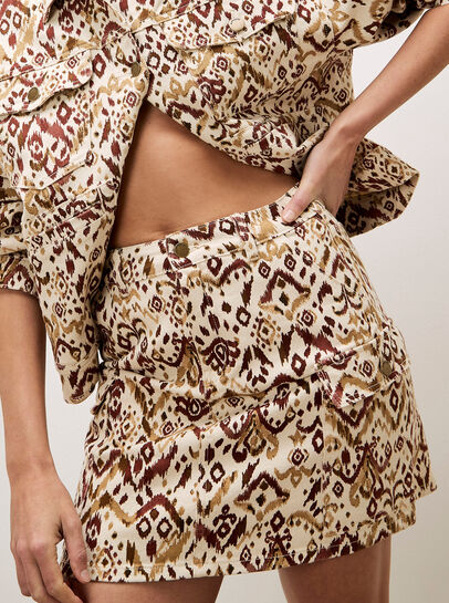 Ikat Denim Mini Skirt