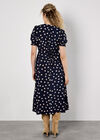 Polka Dot Button-Down Midi Dress, Navy, large