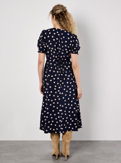 Polka Dot Button-Down Midi Dress