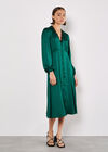 Lace Trim Satin Midi Dress, Green, large