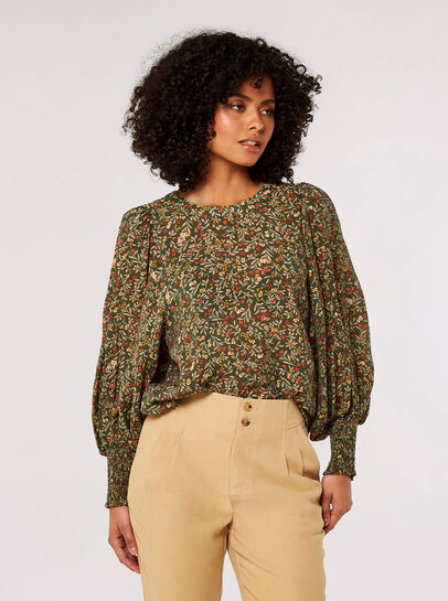 Ditsy Floral Balloon Sleeve Top