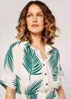 Palm Print Cropped Shirt, White, large