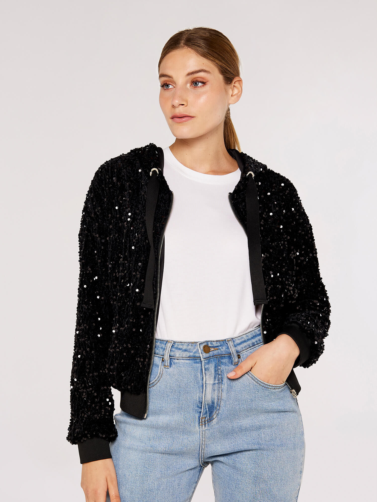 Sequin bomber jacket uk store