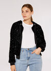 Sequin Bomber Jacket, Black, large