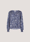 Paisley Print Shimmer Blouse, Navy, large