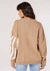 Oversized Zebra Pattern Jumper, Stone, large