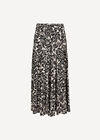 Leaf Print Tiered Midi Skirt, Cream, large
