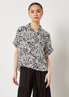 Brushstroke Print Short Sleeve Shirt, Black, large