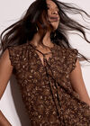 Painterly Paisley Ruffle Top, Brown, large