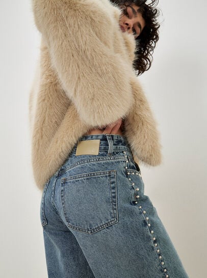 Maca Stud Embellished Wide Leg Jeans
