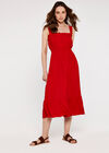 Check Smocked Midi Dress, Red, large