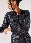 Sequin Shirt Mini Dress, Dark Grey - Charcoal, large
