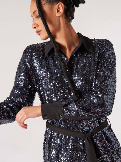 Sequin Shirt Mini Dress