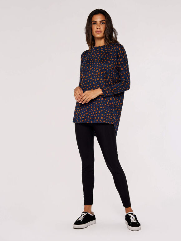 Navy Textured Dot Top, Navy, large
