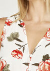 Floral Button Down Sleeveless Shirt, Cream, large