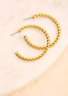 24K Gold Plated Large Twisted Hoop Earrings, Gold, large